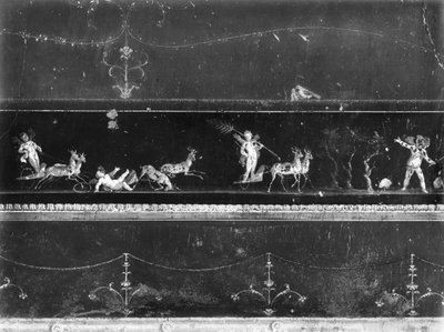 Querubines en Carrera de Carros, Friso del Oecus de la Casa de los Vettii, c.50-79 d.C. de Roman