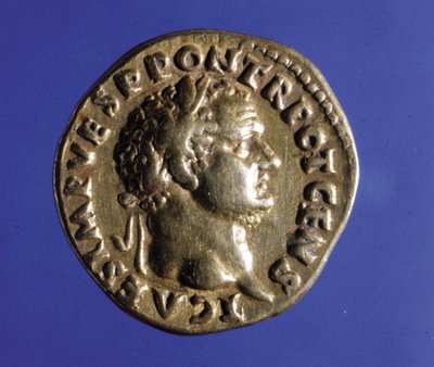Moneda con la efigie del emperador romano Tito (40 - 81). Colección del Medagliere de Milán. de Roman