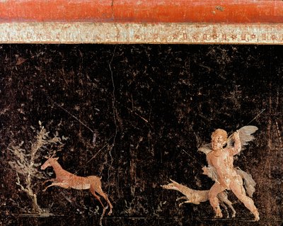 Cupido cazando el ciervo (fresco) de Roman