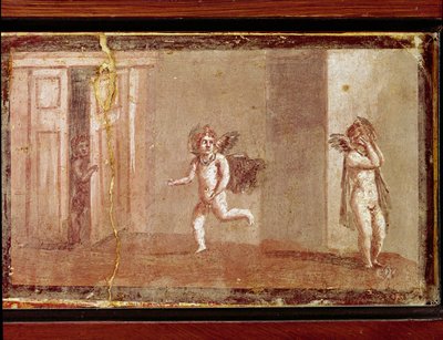 Cupidos jugando al escondite (fresco) de Roman