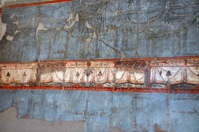Detalle de un fresco romano en Herculano (fresco) de Roman