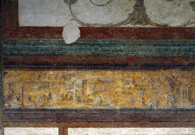 Detalle de un friso del tablinum, 40-20 a.C. (fresco) de Roman