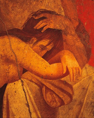 Detalle del fresco que representa Flagelados, Segundo Estilo Pompeyano, de la Villa de los Misterios, Pompeya, Civilización Romana de Roman