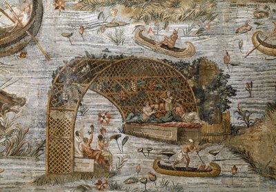 (detalle) del mosaico nilótico de Preneste (Palestrina) del santuario de la deidad de la Fortuna Primigenia, 80 a.C. de Roman