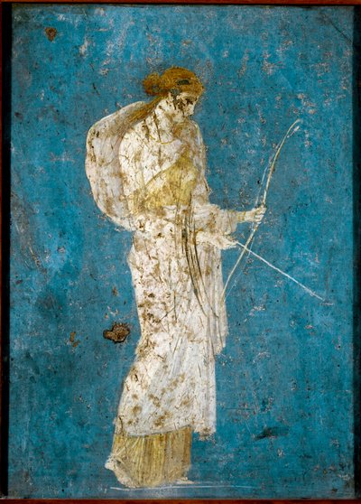 Diana con su arco y flecha - Fresco romano de Roman