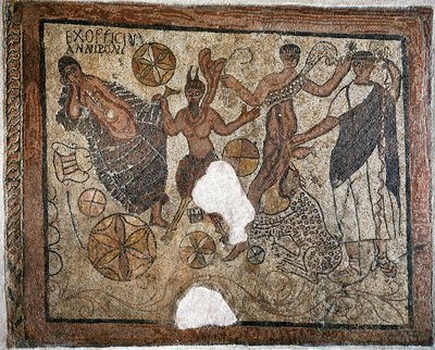 Dionisio y Ariadna - Mosaico, siglo IV de Roman