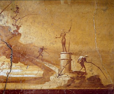 Escena de pesca (detalle) Fresco monocromático de Herculano (Ercolano) siglo I a.C. de Roman