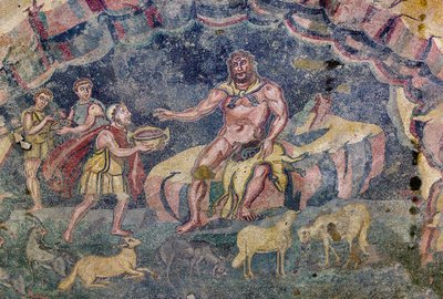 Mosaico del suelo que representa el vestíbulo de Polifemo (mosaico) de Roman