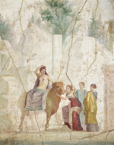 Fresco que representa el Rapto de Europa, de Pompeya, Civilización Romana de Roman