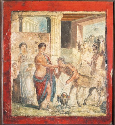 Fresco que representa un centauro en la boda de Pirítoo e Hipodamía de Pompeya, Italia de Roman