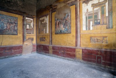 Habitación con frescos de Villa dei Vettii, sitio arqueológico romano de Pompeya (Patrimonio de la Humanidad de la UNESCO) de Roman