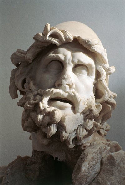 Cabeza de Ulises (Odiseo), copia romana de una escultura helenística de la escuela rodia, probablemente del grupo estatuario del cegamiento de Polifemo, mármol de Roman