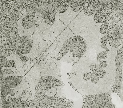 Mosaico helenístico de Scylla y Caribdis guardando el estrecho (detalle de Scylla) de Roman