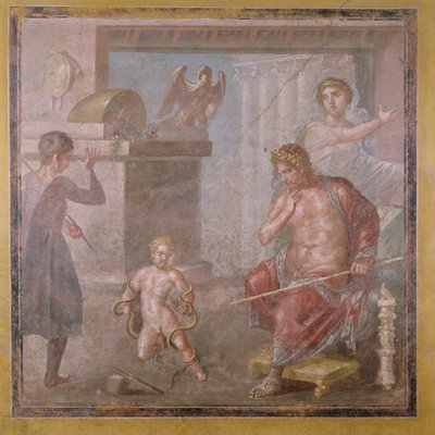 Hércules estrangulando a las serpientes cuando era niño, Casa dei Vettii, c.50-79 AD de Roman