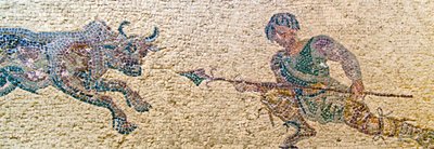 Escena de caza, Casa de Dionysos, Paphos, Chipre de Roman