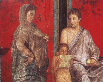 Ritos de iniciación del culto de Dionisio, fresco de la Villa Dei Mysteri de Roman