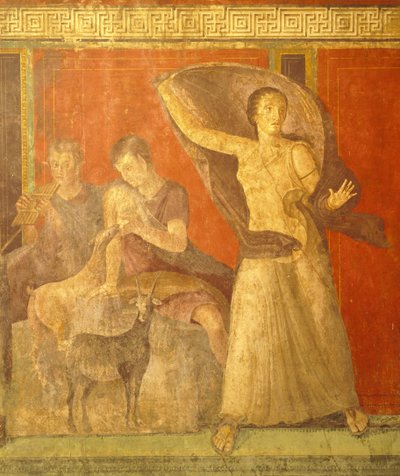 Ritos de iniciación del culto a Dionisio, fresco de la Villa Dei Mysteri de Roman