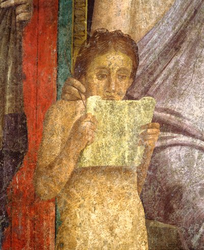Fresco que representa ceremonia ritual en la Villa de los Misterios de Roman