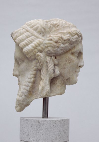 Cabeza janiforme, probablemente de Dionisio y Apolo, c.30-50 d.C. de Roman