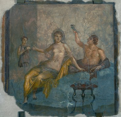 Joven y hetaira. De Herculano. Alrededor de 50-79 d.C. de Roman
