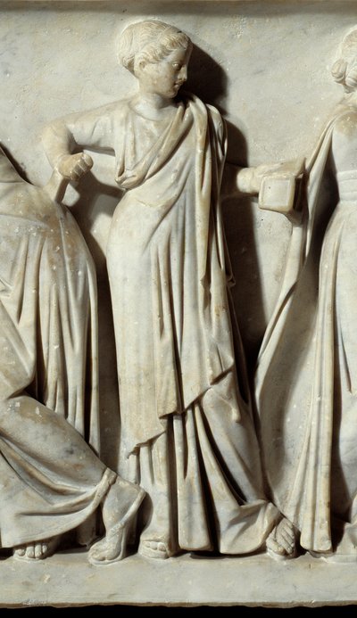 La musa Calíope, detalle del Sarcófago de las Musas de Roman
