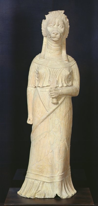 Diosa con cabeza de león, del santuario en Bir Bou Regba de Roman