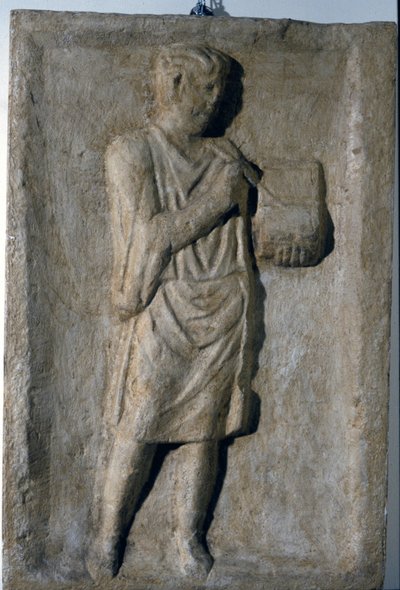 Bajo relieve romano del siglo III d.C. Un escritor de Roman
