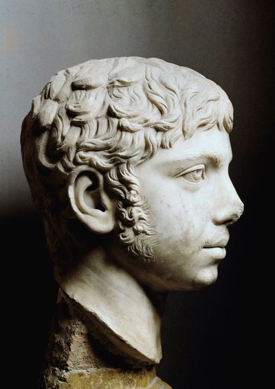 Cabeza de mármol de Elagabal o Heliogábalo (Marco Aurelio Antonino o Heliogábalo) (204-222 d.C.) - Roma, Museos Capitolinos - Cabeza del emperador Heliogábalo (204-222) también conocido como Heliogábalo (Varius Avitus Bassianus) - Escultura de mármol - Mus de Roman