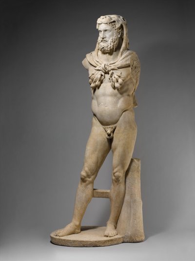 Estatua de mármol de un Hércules barbudo, 68-98 d.C. (mármol) de Roman