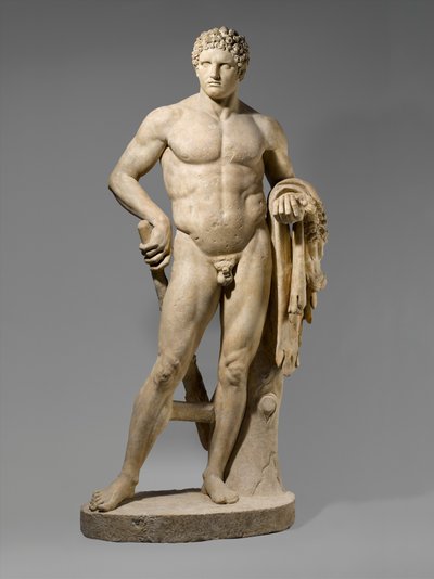 Estatua de mármol de un joven Hércules, 69-96 d.C. (mármol) de Roman