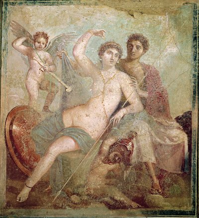 Marte y Venus de la Casa de Marte y Venus (Casa de Marte e Venere) Pompeya (pintura mural) de Roman