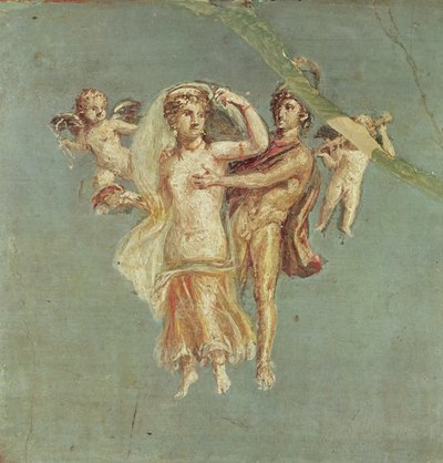 Marte y Venus con querubines sobre un fondo azul, de Herculano de Roman