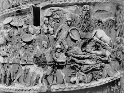 Lluvia milagrosa, detalle de la columna de Marco Aurelio, AD 180-196 de Roman