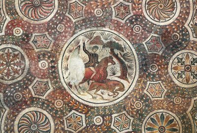Mosaico con escena de caza, siglo IV d.C. (mosaico) de Roman