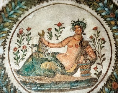 Trabajo de mosaico que representa a la Diosa del Verano (o Ceres, la Diosa de las plantas), siglo III a.C. (mosaico) de Roman