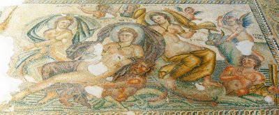 Nereidas y Bythos, Casa de Aion, Paphos, Chipre de Roman