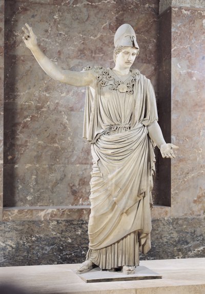 Pallas de Velletri, estatua de Atenea con casco, copia romana de un original griego atribuido a Alkamenes o Cresilas, c.420-10 a.C. de Roman