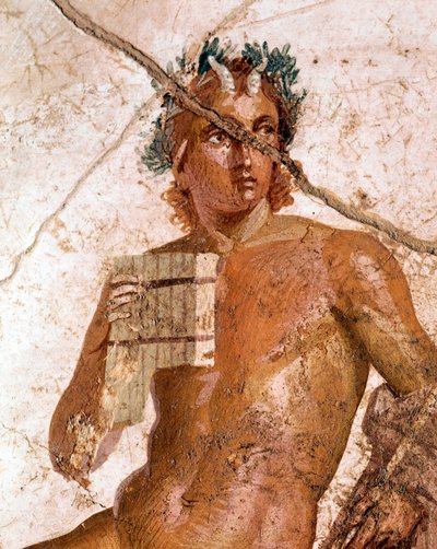 Pan músico, entre las ninfas (fresco) de Roman