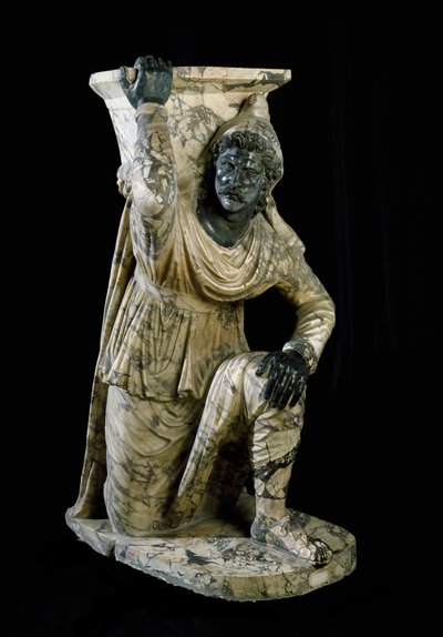 Estatua de sirviente persa arrodillado. Escultura romana de mármol inspirada en la escuela de Pérgamo. 170-180 d.C. Dim. 164 cm Museo Arqueológico Nacional, Nápoles de Roman