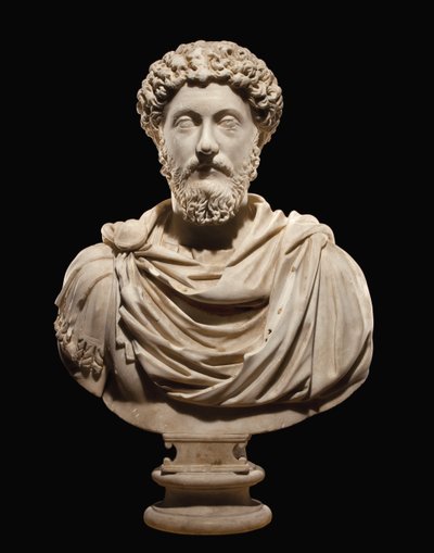 Busto retrato del Emperador Marco Aurelio, c.170-180 d.C. (mármol) de Roman