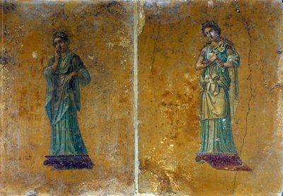 Retratos de dos musas: Polimnia y Calíope. Frescos de Pompeya de Roman