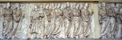 Procesión de sacerdotes, muro norte del Ara Pacis de Roman