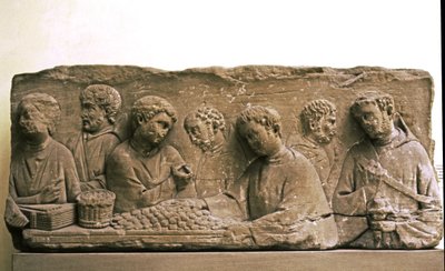 ROMA Historia de: Pago a los contratistas por el trabajo licitado. finales del siglo II (arenisca) de Roman