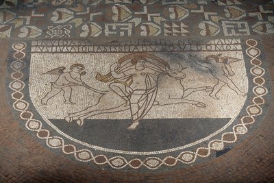 Rapto de Europa, mosaico del suelo de la Villa Romana de Lullingstone, ca 82 d.C., Eynsford, Kent, Inglaterra, Reino Unido, civilización romana de Roman