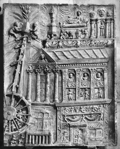 Relieve que representa un cabrestante, finales del siglo I d.C. de Roman