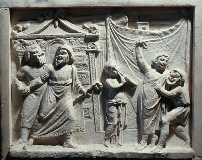 Relieve de escena teatral de la comedia 