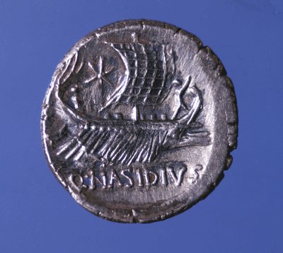 Representación de una galera. Pompeyo el Grande (Gneo Pompeyo Magno o Gnaeus Pompeius Magnus) de Roman