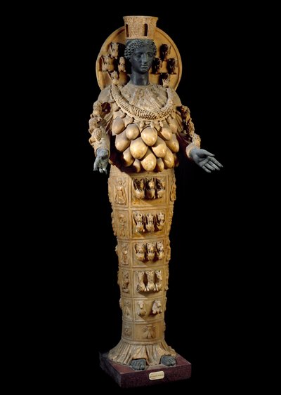 Arte romano: Artemisa de Éfeso - Escultura romana después de un original griego en Éfeso - Escultura de alabastro y bronce de Roman