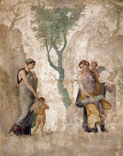 Eros castigado en presencia de Afrodita. Fresco de la Casa del Amor Castigado, Pompeya de Roman