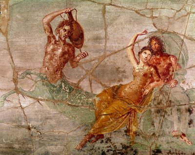 Arte romano: Neptuno, Poseidón y Anfitrite. Fresco romano de Pompeya, Italia (60-80 d.C.) de Roman